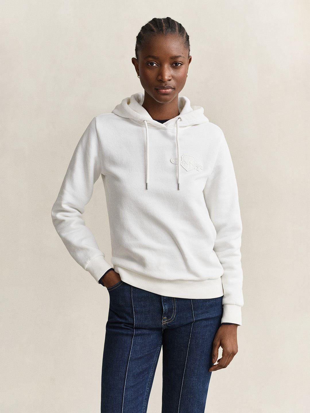 Gant Women White Solid Regular Fit Sweatshirt