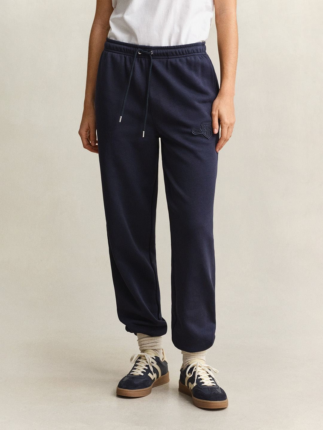 Gant Women Navy Blue Solid Regular Fit Sweatpant