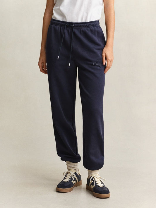 Gant Women Navy Blue Solid Regular Fit Sweatpant