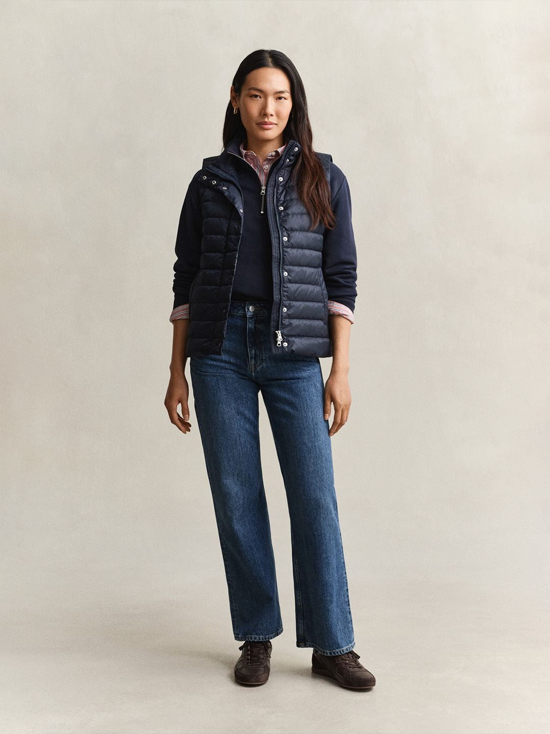 Gant Women Navy Blue Quilted Regular Fit Puffer Jacket