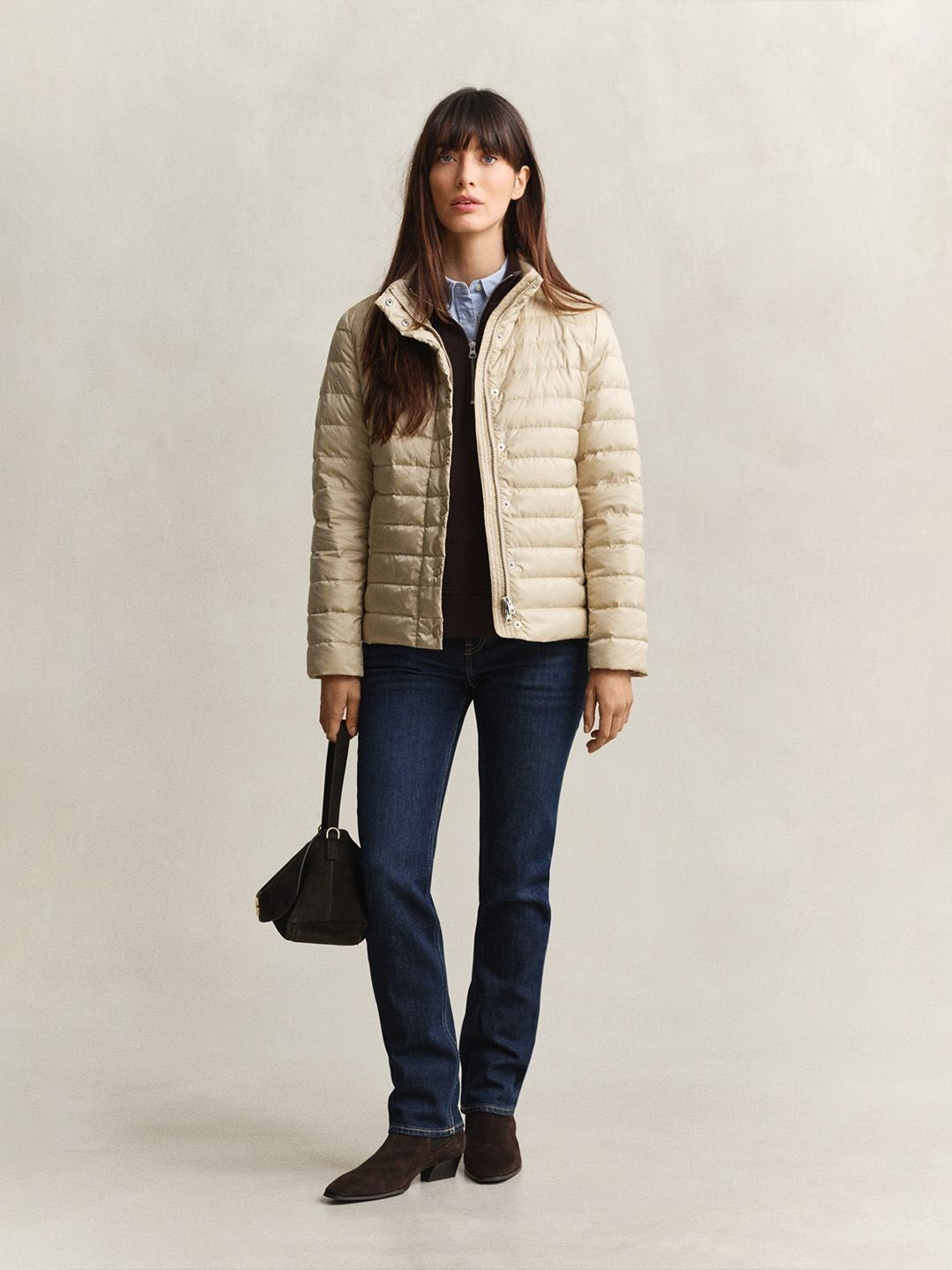 Gant Women Beige Quilted Regular Fit Puffer Jacket
