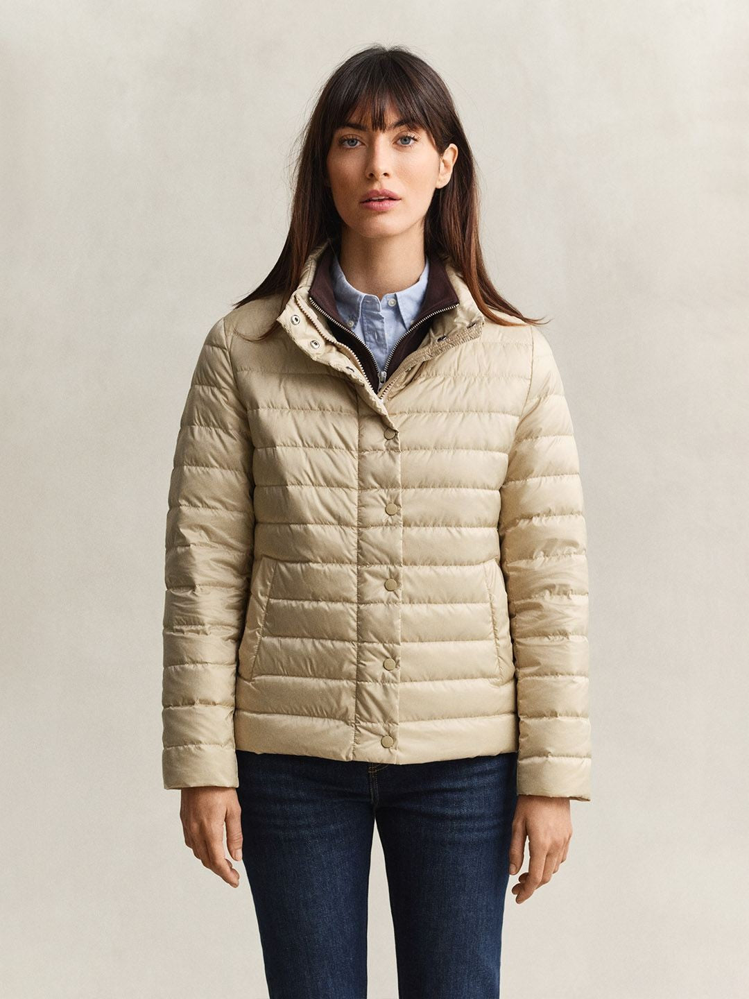 Gant Women Beige Quilted Regular Fit Puffer Jacket