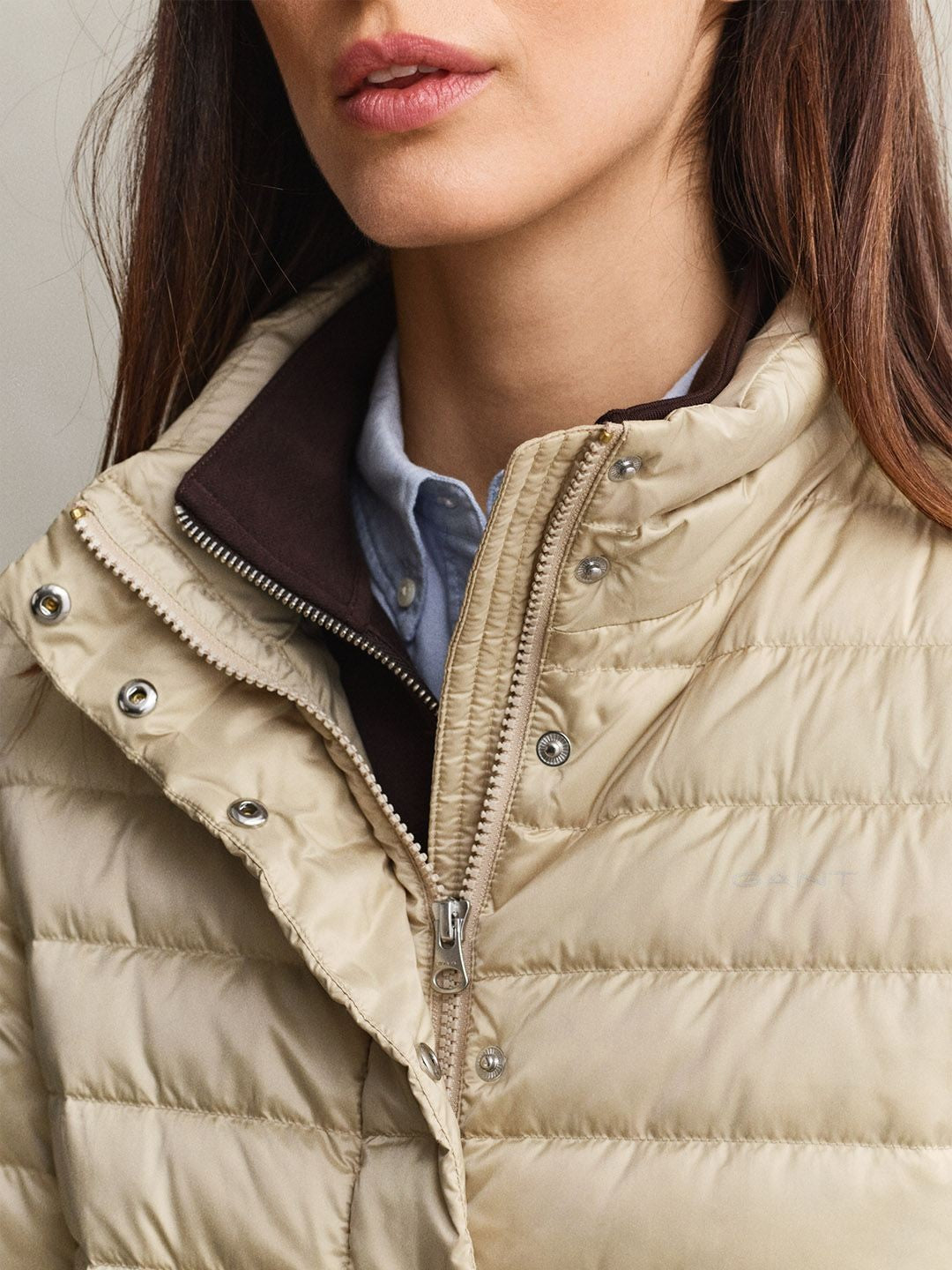 Gant Women Beige Quilted Regular Fit Puffer Jacket