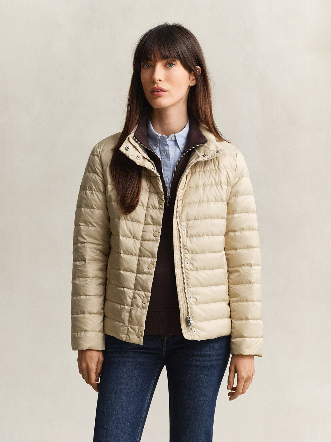 Gant Women Beige Quilted Regular Fit Puffer Jacket