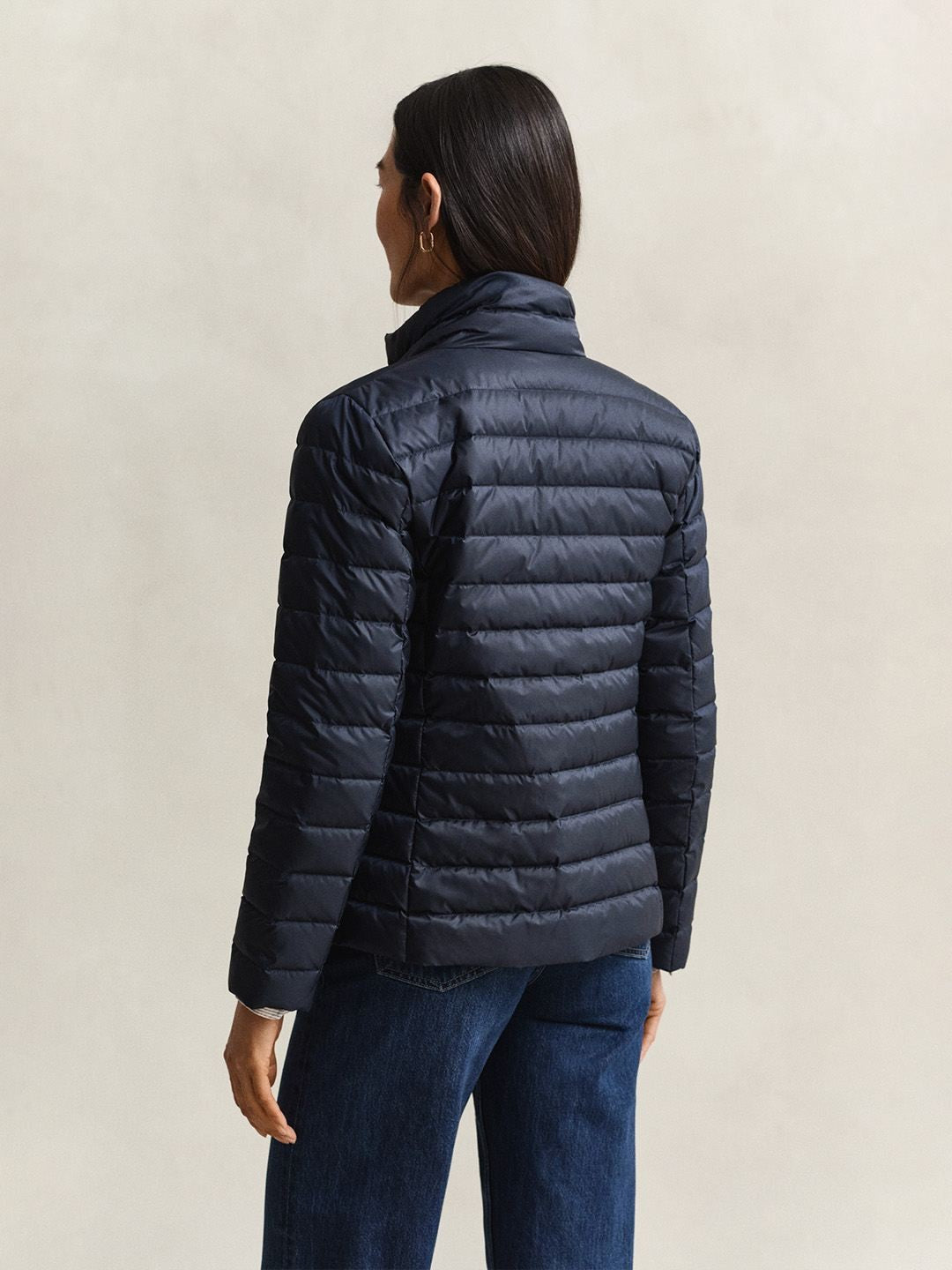 Gant Women Navy Blue Quilted Regular Fit Puffer Jacket