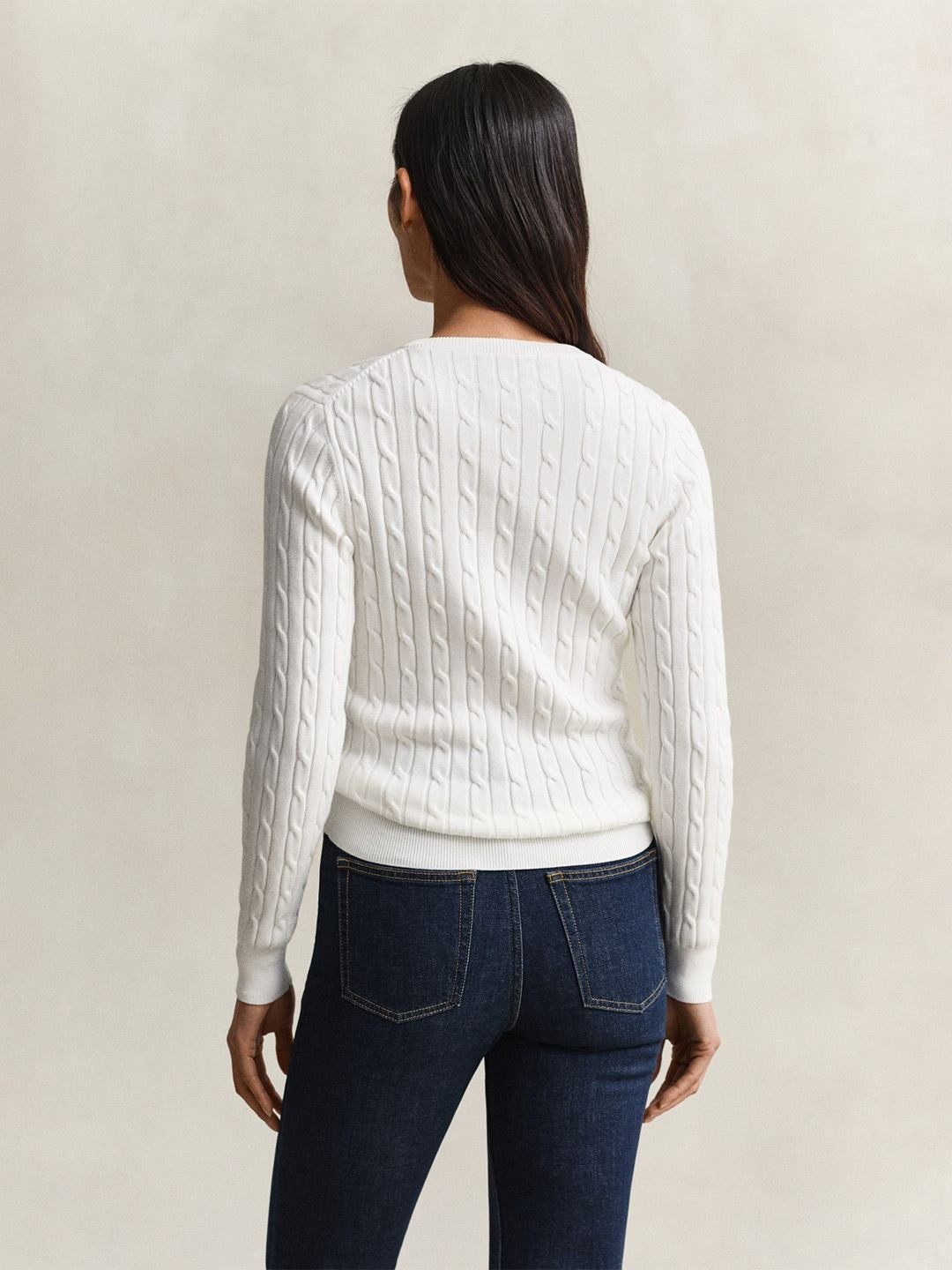 Gant Women White Textured Slim Fit Sweater