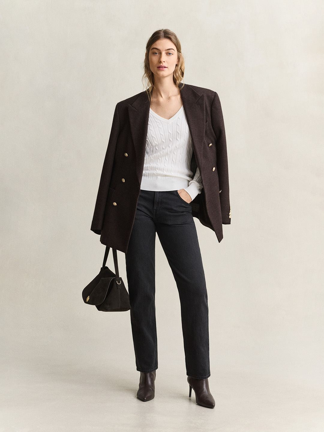 Gant Women White Textured Slim Fit Sweater