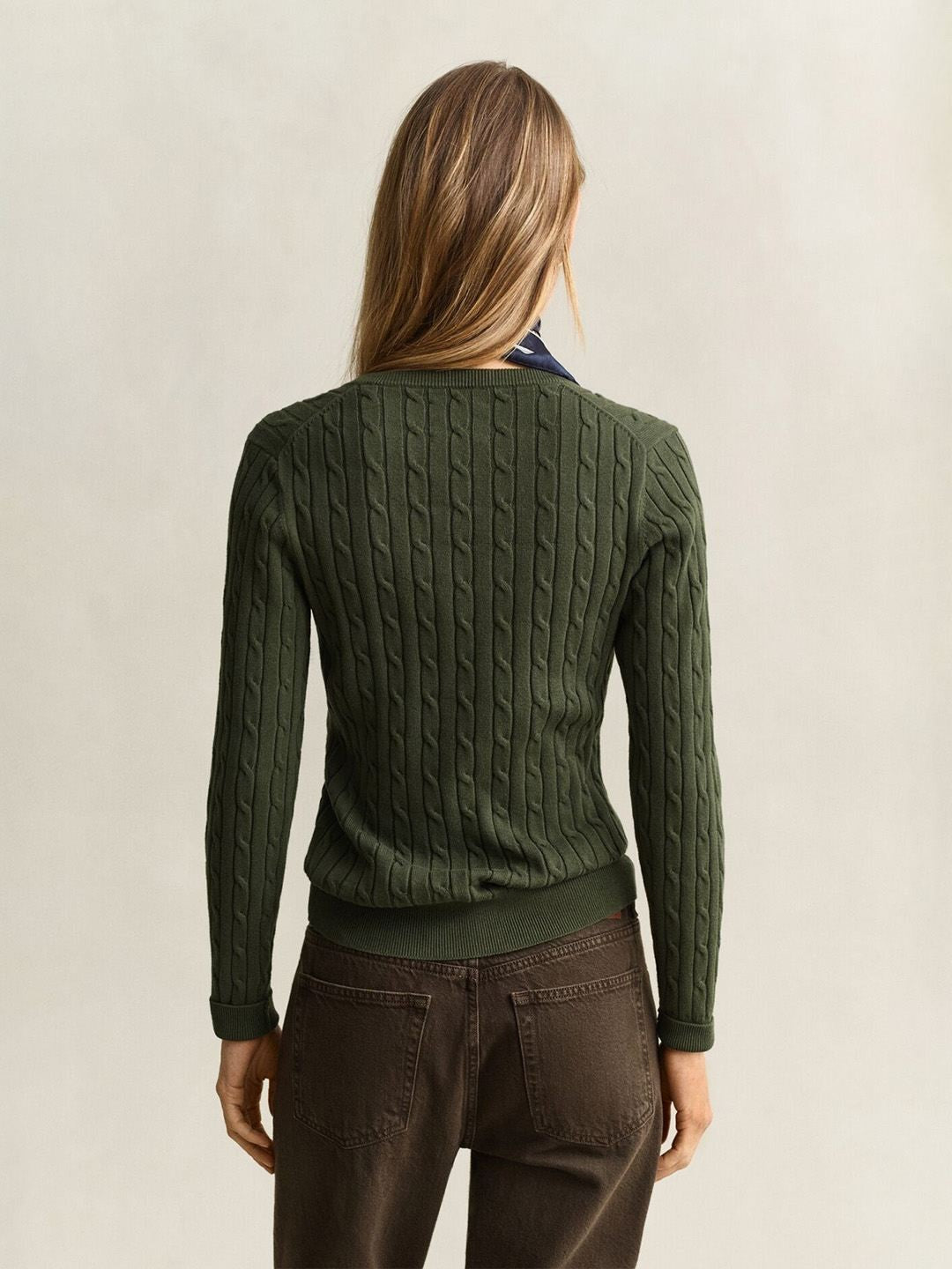 Gant Women Forest Green Textured Slim Fit Sweater