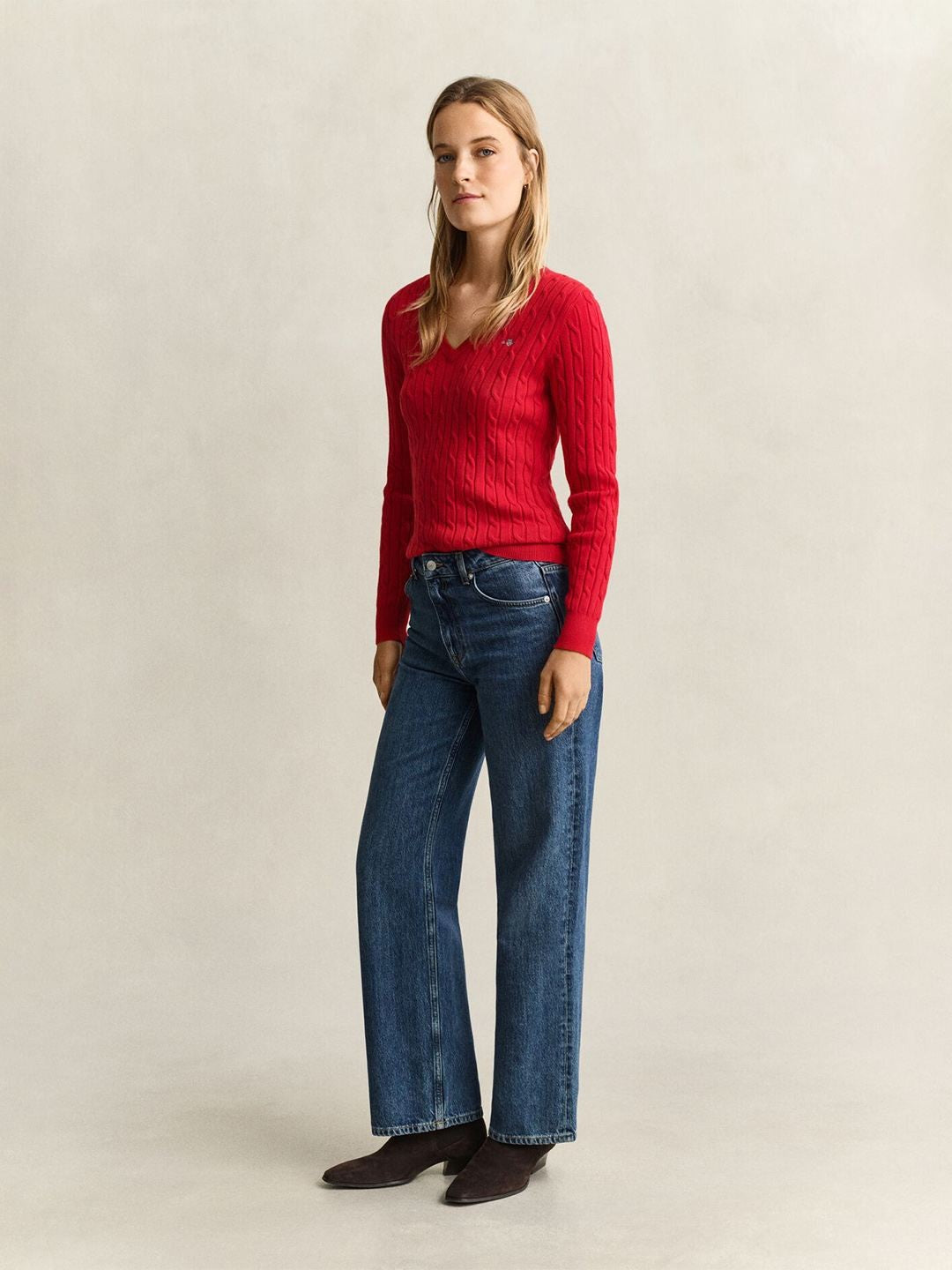 Gant Women Red Textured Slim Fit Sweater
