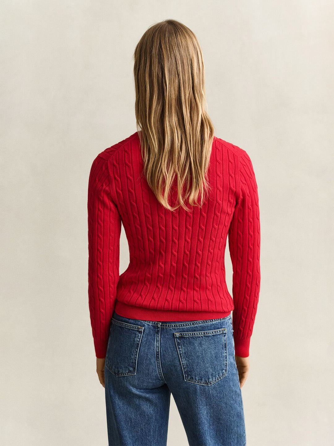 Gant Women Red Textured Slim Fit Sweater
