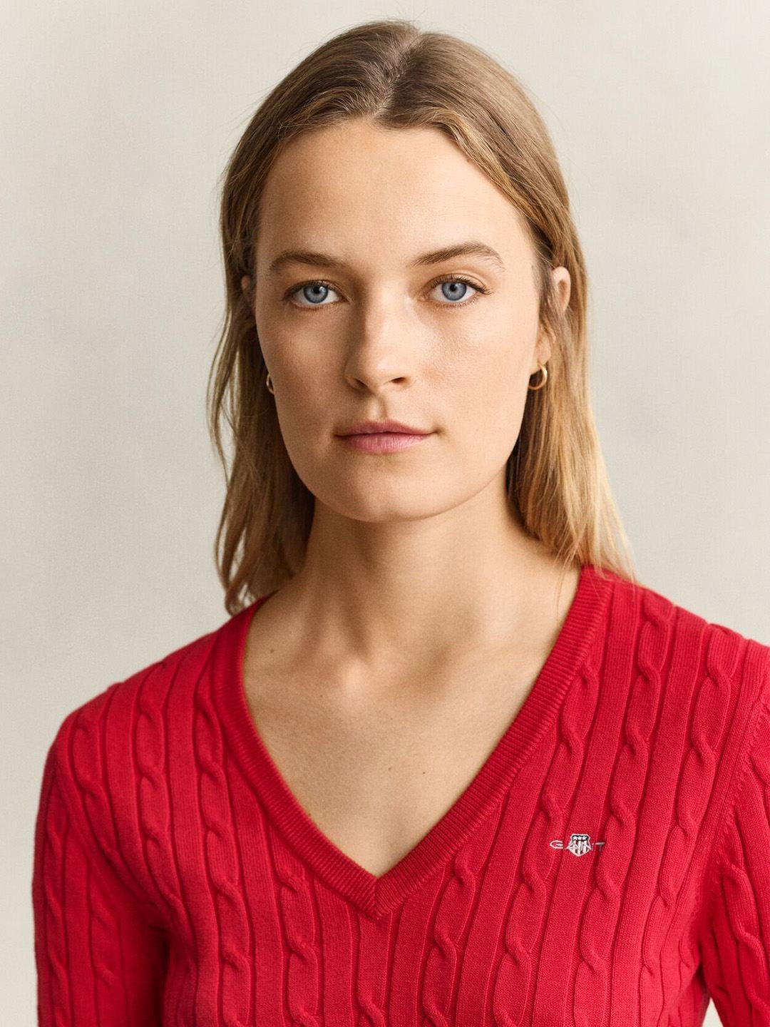 Gant Women Red Textured Slim Fit Sweater