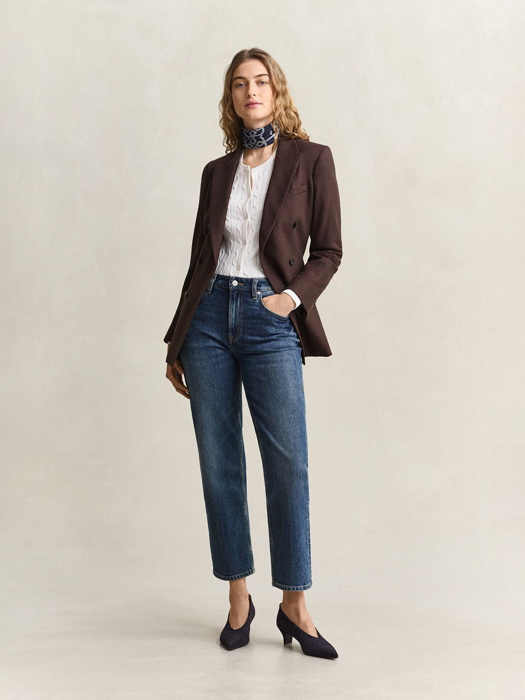 Gant Women White Textured Slim Fit Sweater
