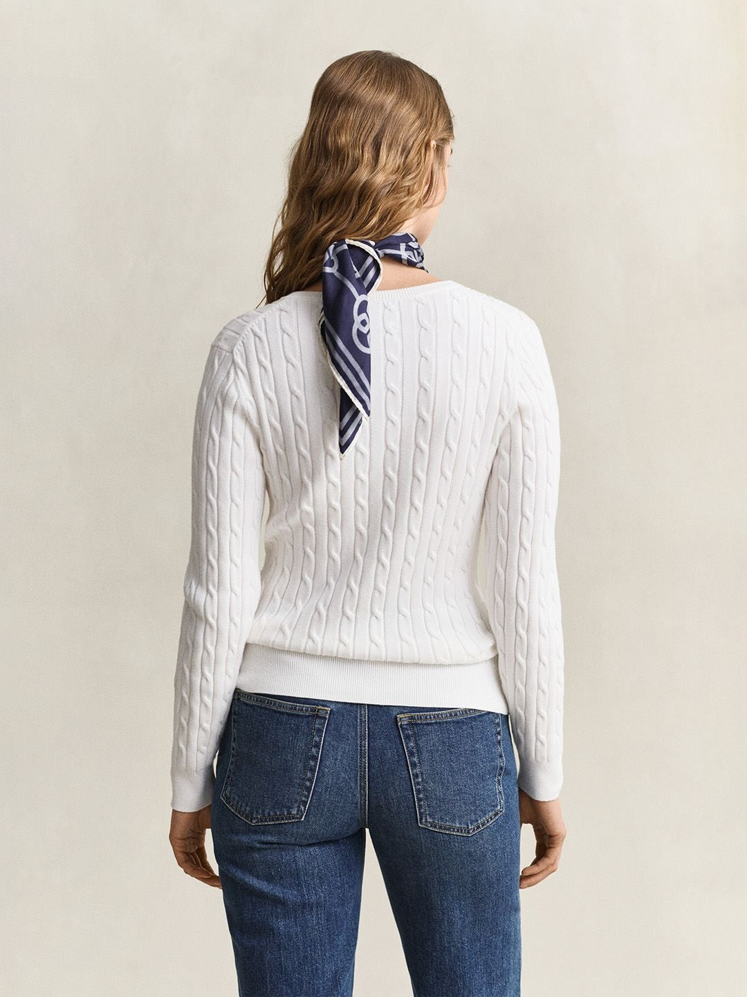 Gant Women White Textured Slim Fit Sweater