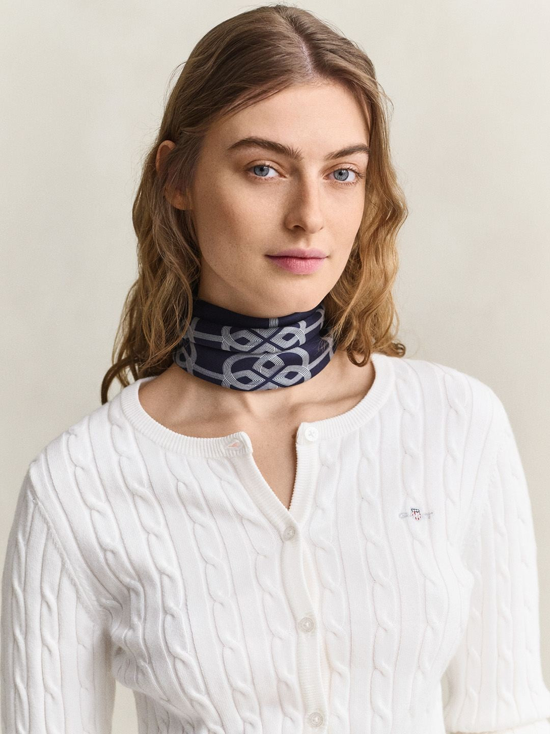 Gant Women White Textured Slim Fit Sweater