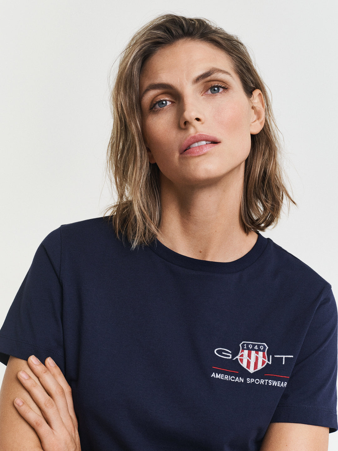 Gant Women Blue Placed Graphic Crew Neck Tshirt