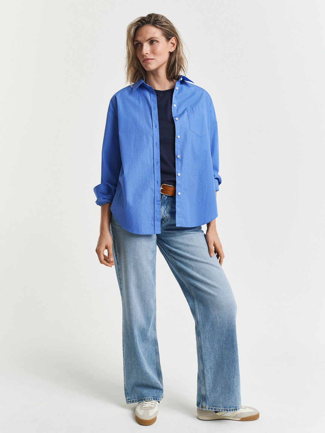 Gant Women Blue Placed Graphic Crew Neck Tshirt