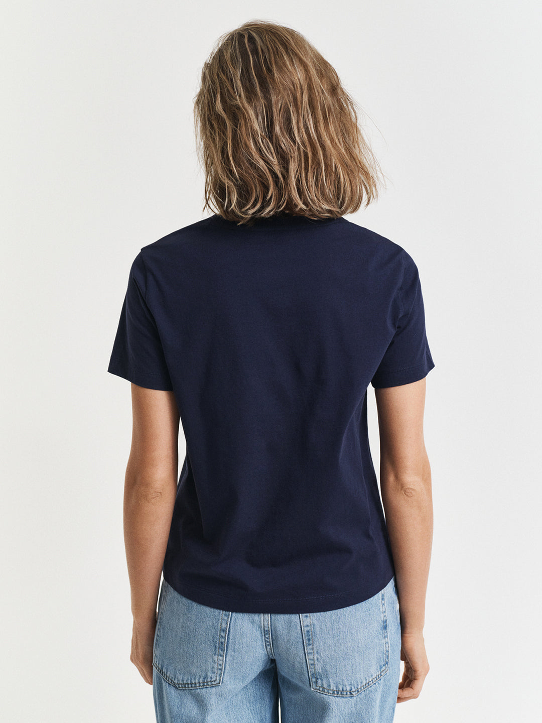 Gant Women Blue Placed Graphic Crew Neck Tshirt