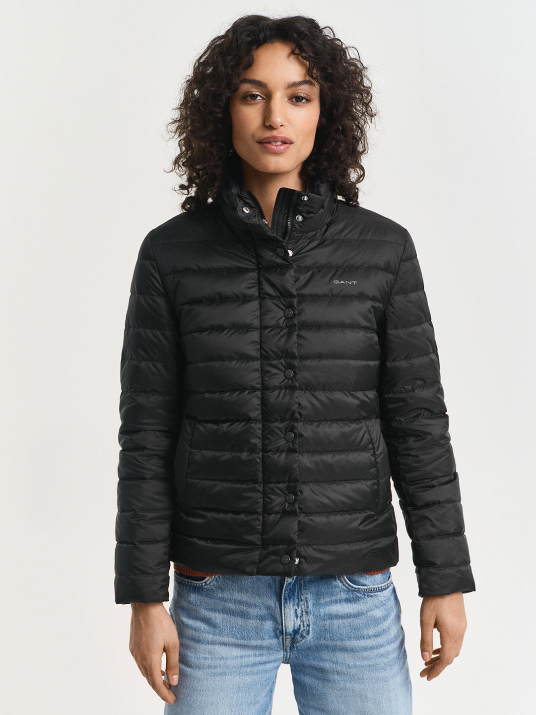 Gant Women Black Solid Stand Collar Jacket