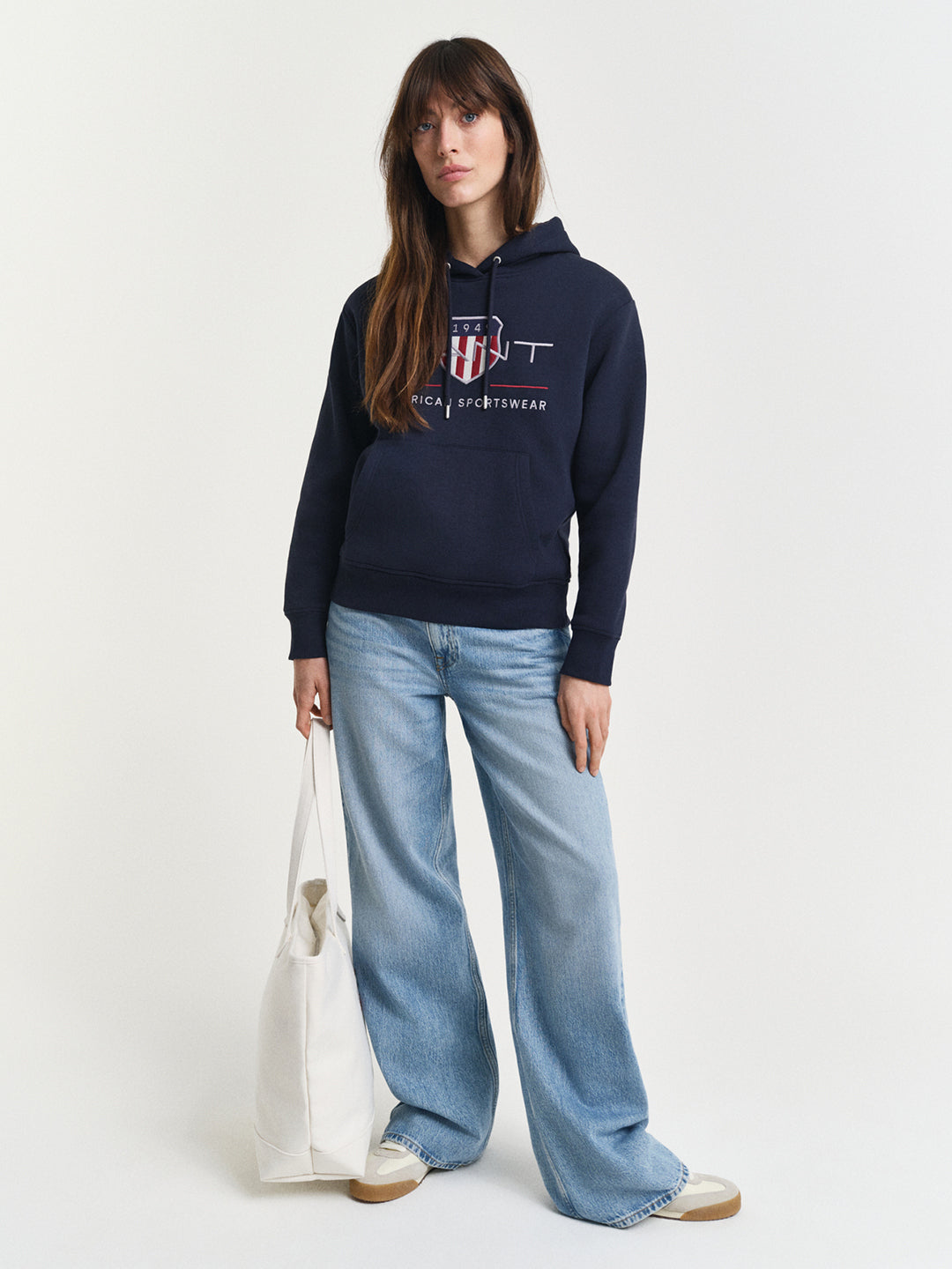 Gant Women Blue Placed Graphic Hooded Sweatshirt