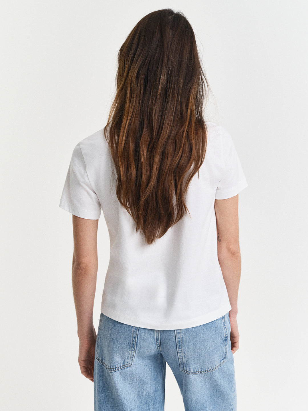 Gant Women White Placed Graphic Crew Neck Tshirt