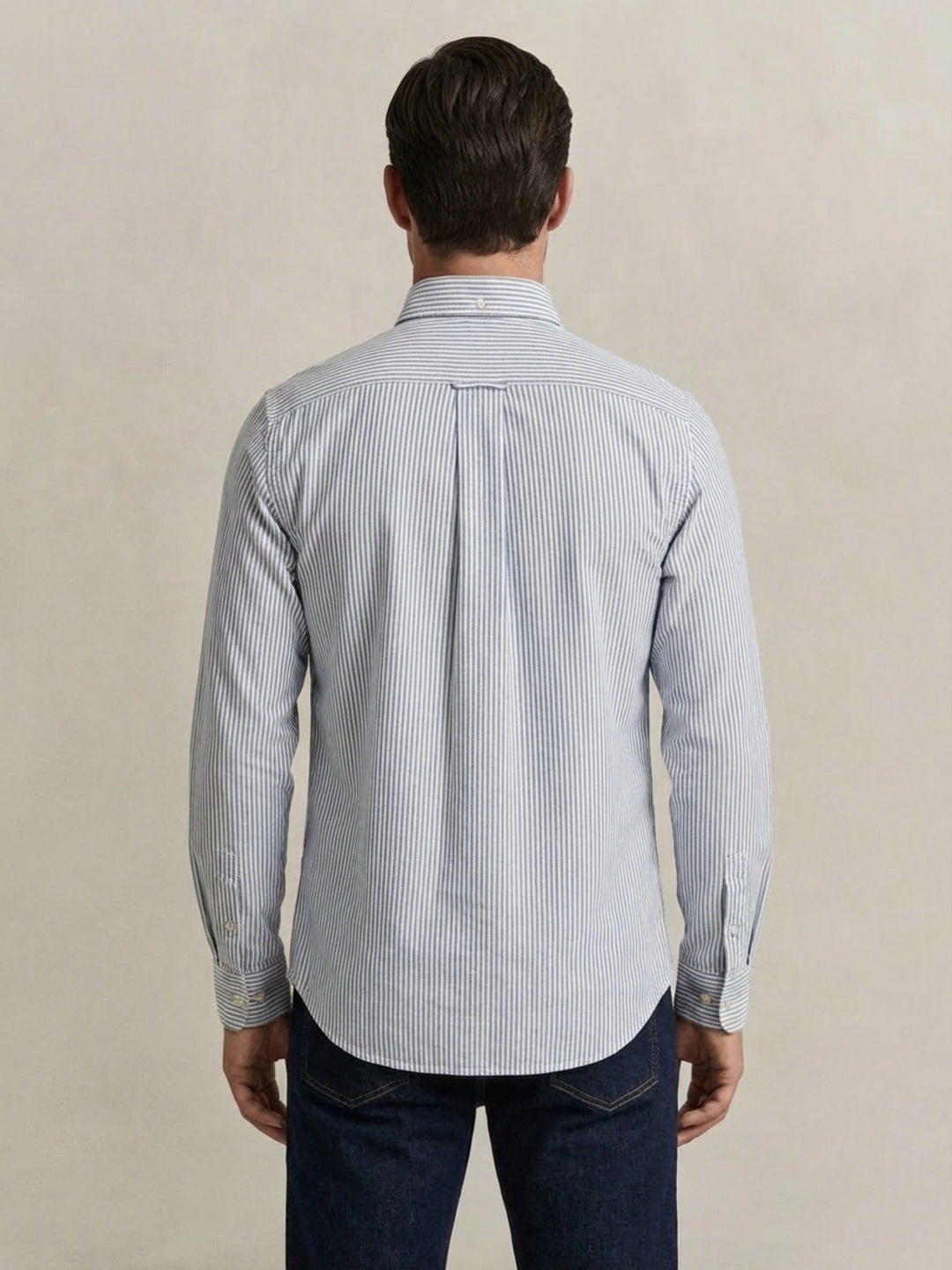 Gant Men Blue Striped Regular Fit Classic Oxford Shirt