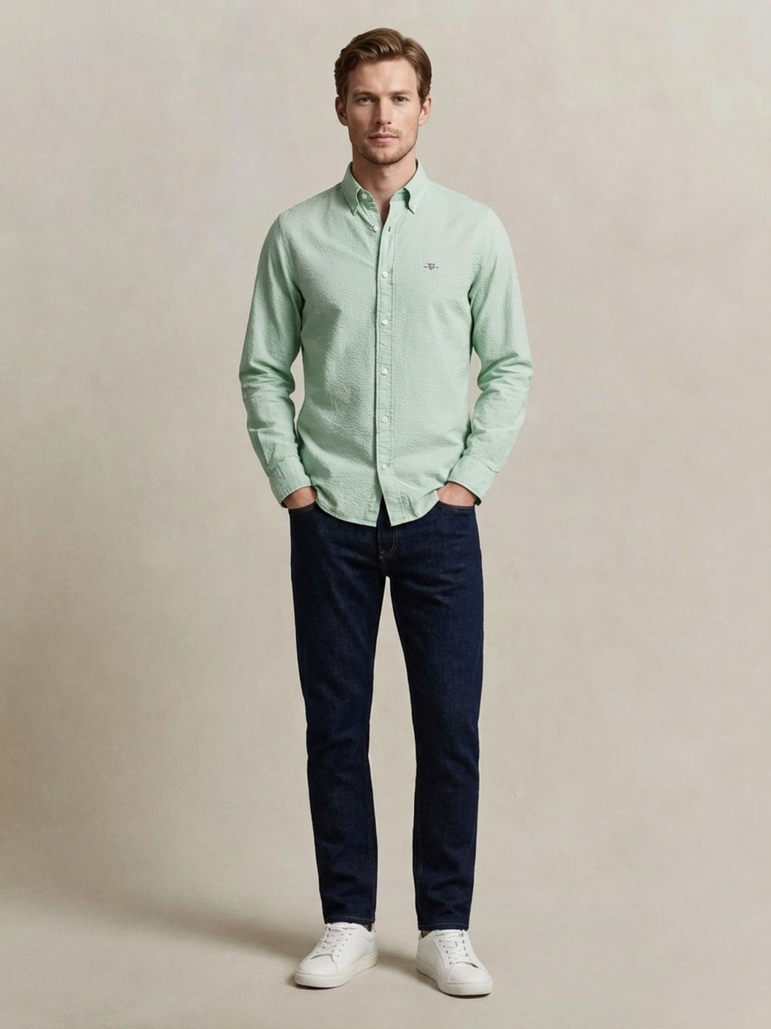 Gant Men Green Solid Regular Fit Pure Cotton Shirt