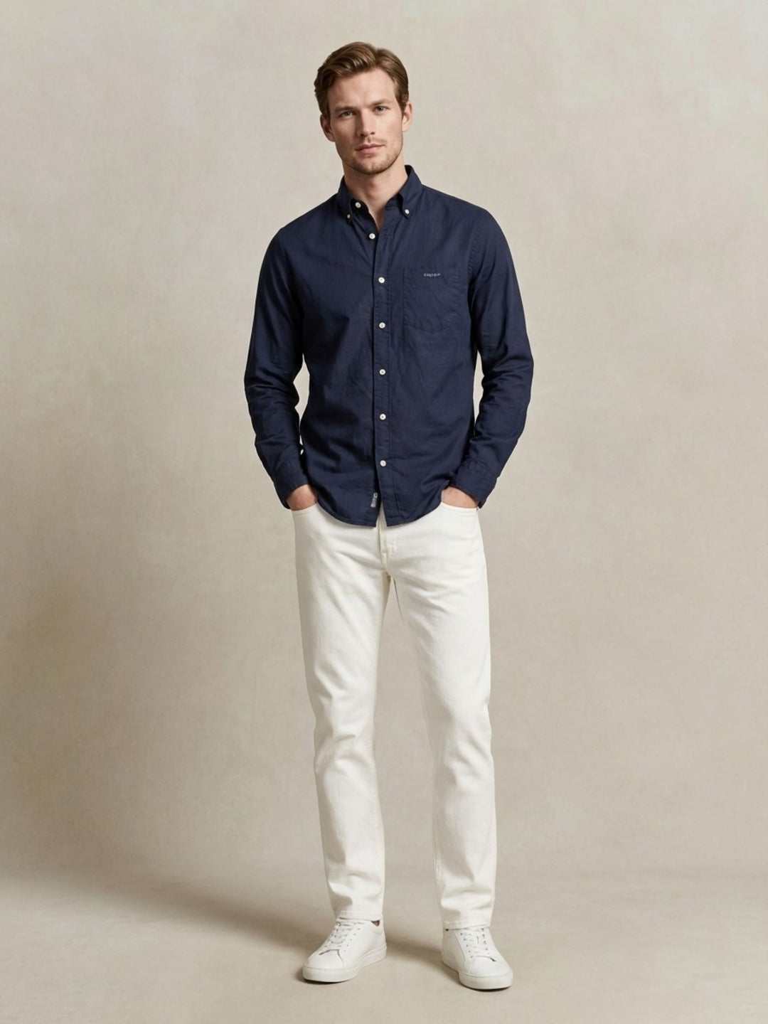 Gant Men Blue Solid Regular Fit Pure Cotton Shirt