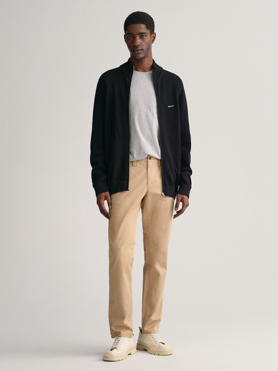 Gant Men Khaki Slim Fit Solid Trouser