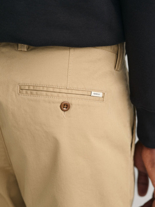 Gant Men Khaki Regular Fit Solid Trouser