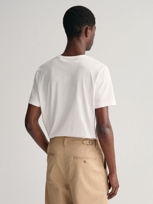 Gant Men White Solid Crew Neck Tshirt