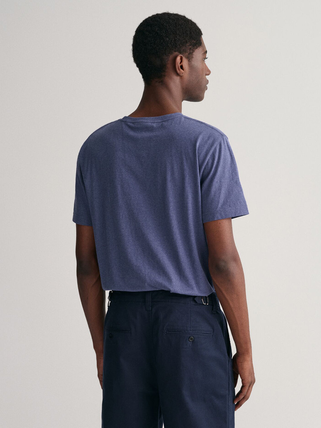 Gant Men Blue Solid Crew Neck Tshirt