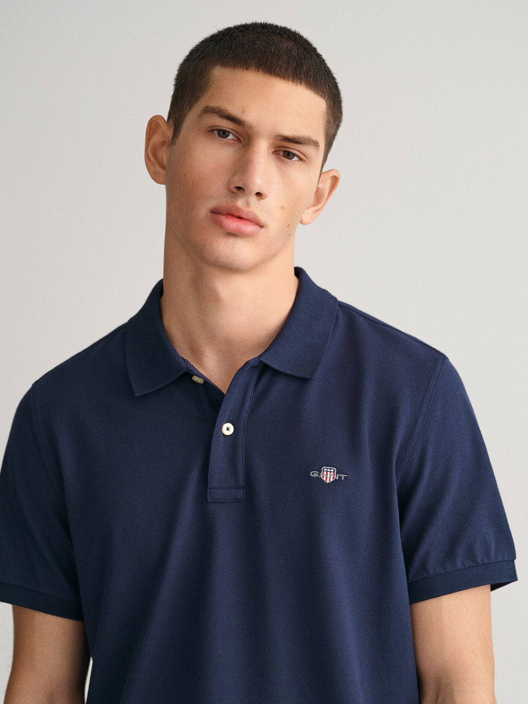 Gant Men Blue Solid Polo Tshirt