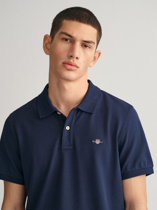 Gant Men Blue Solid Polo Tshirt