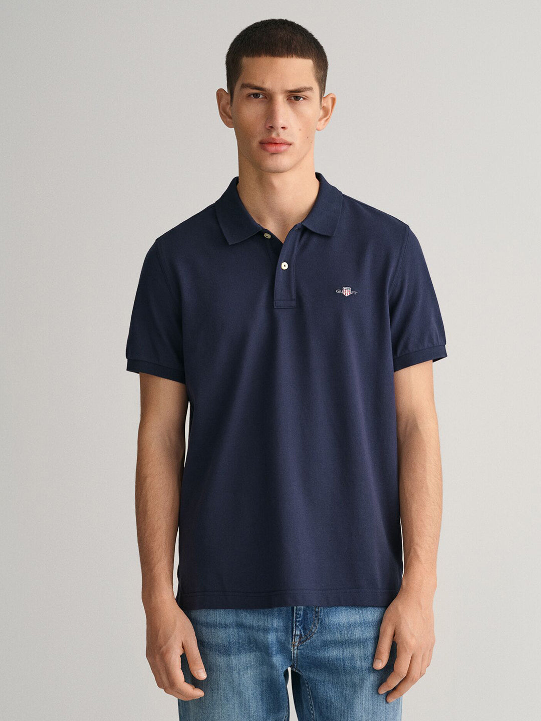 Gant Men Blue Solid Polo Tshirt