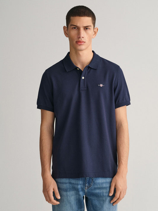 Gant Men Blue Solid Polo Tshirt