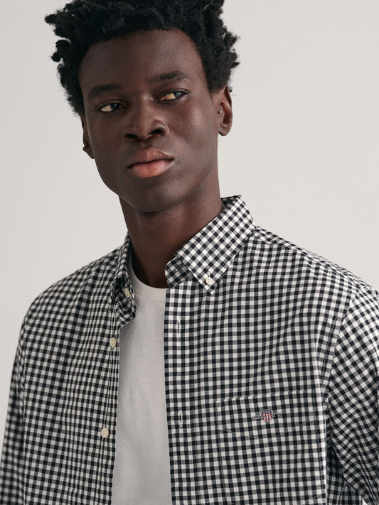 Gant Men Black Check Collar Shirt