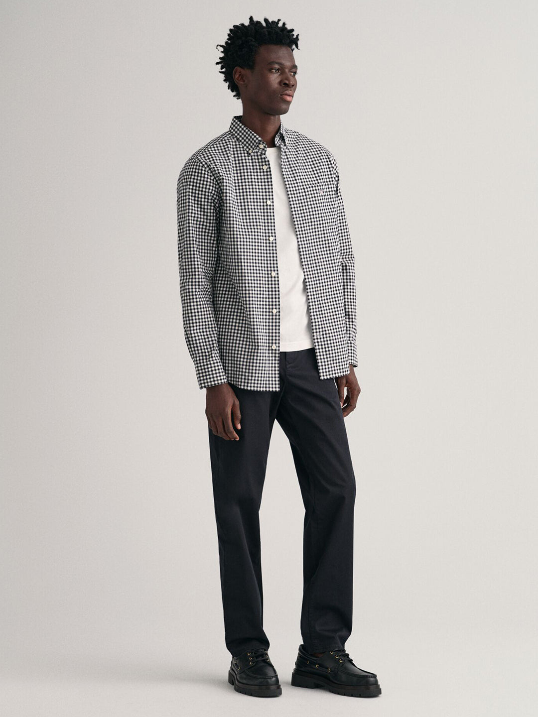 Gant Men Black Check Collar Shirt