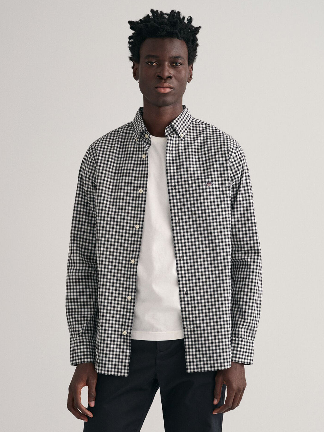 Gant Men Black Check Collar Shirt