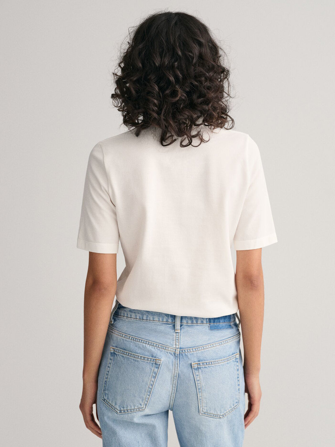 Gant Women White Solid Polo Tshirt