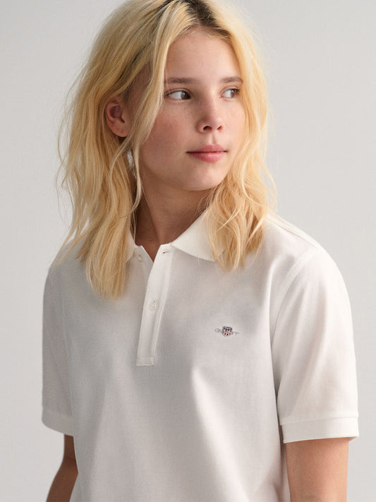 Gant Kids White Solid Polo Tshirt