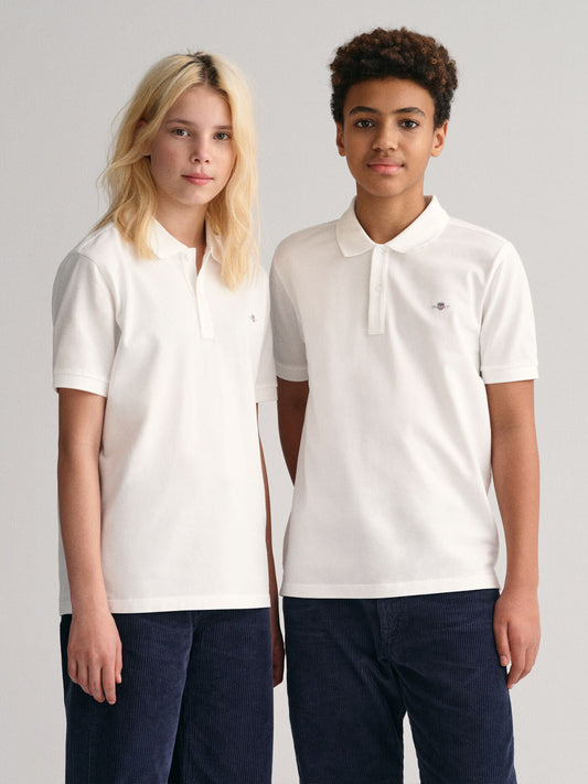 Gant Kids White Solid Polo Tshirt