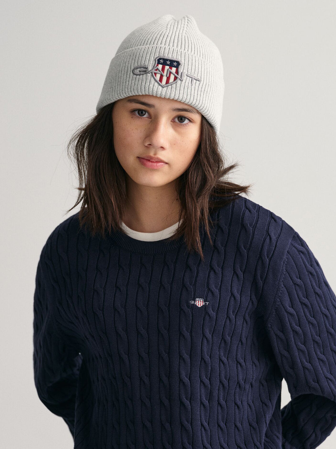 Gant Kids Blue Solid Round Neck Sweater