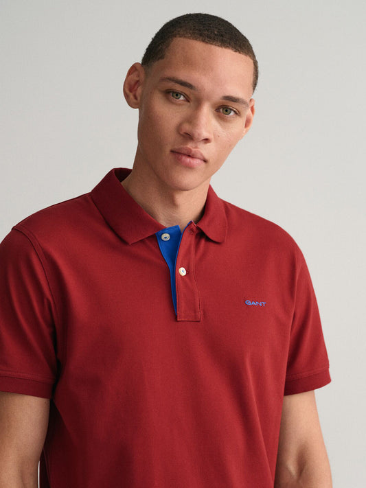 Gant Men Red Solid Polo Tshirt