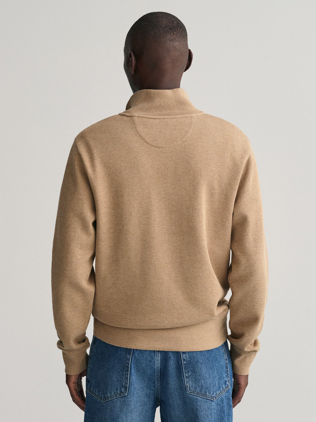 Gant Men Khaki Solid Half Zip Sweatshirt