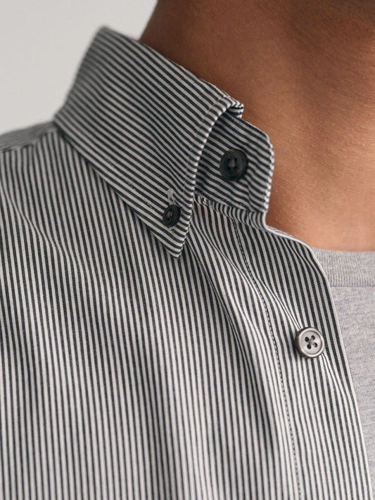 Gant Men Black Striped Collar Shirt