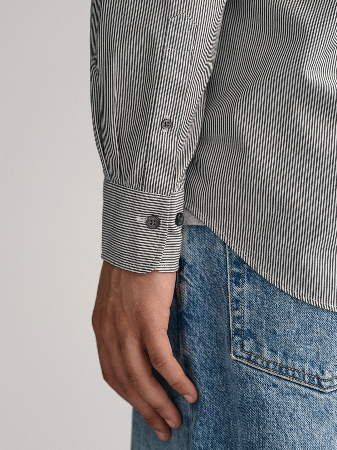 Gant Men Black Striped Collar Shirt