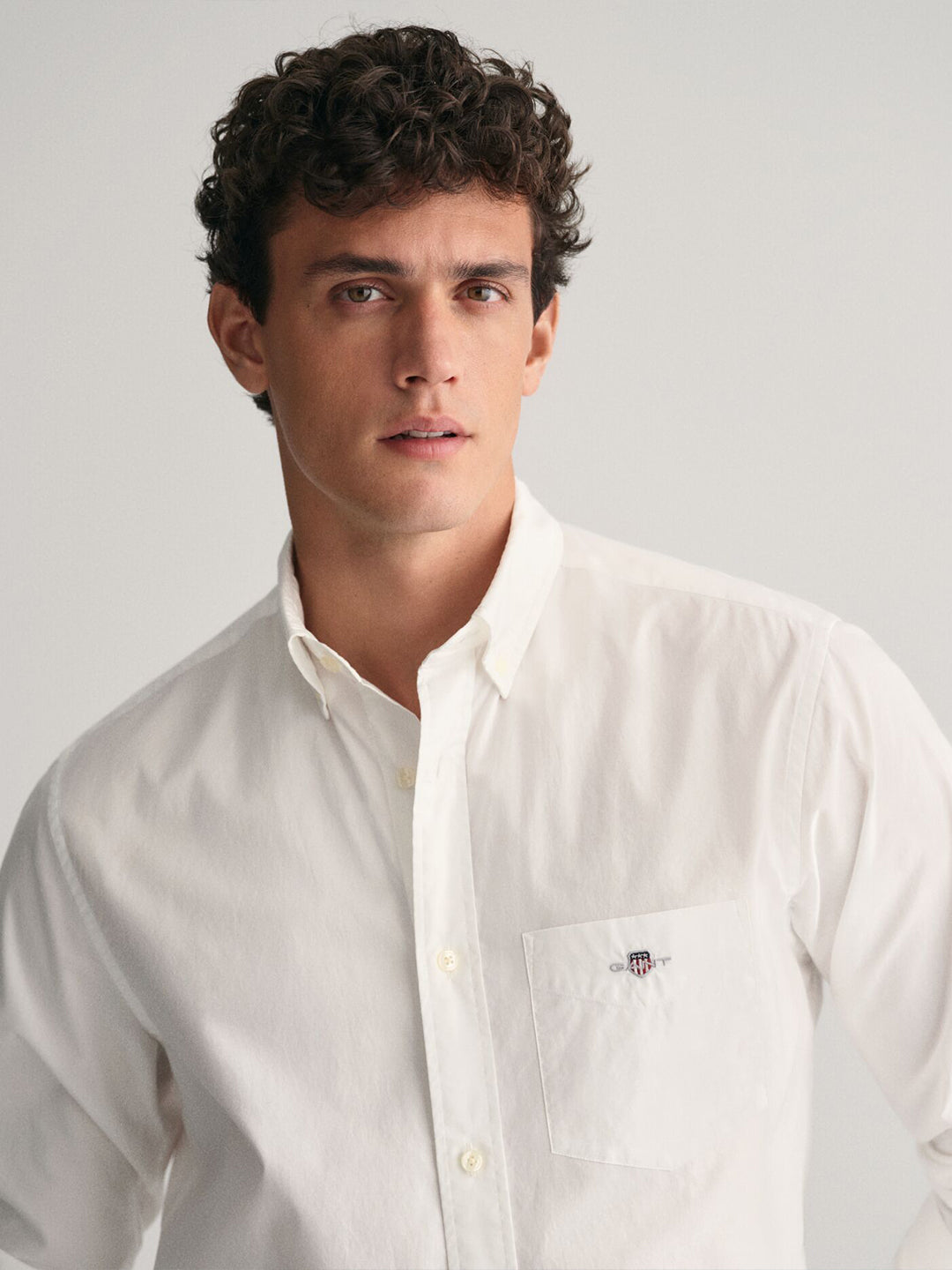 Gant Men White Solid Collar Shirt