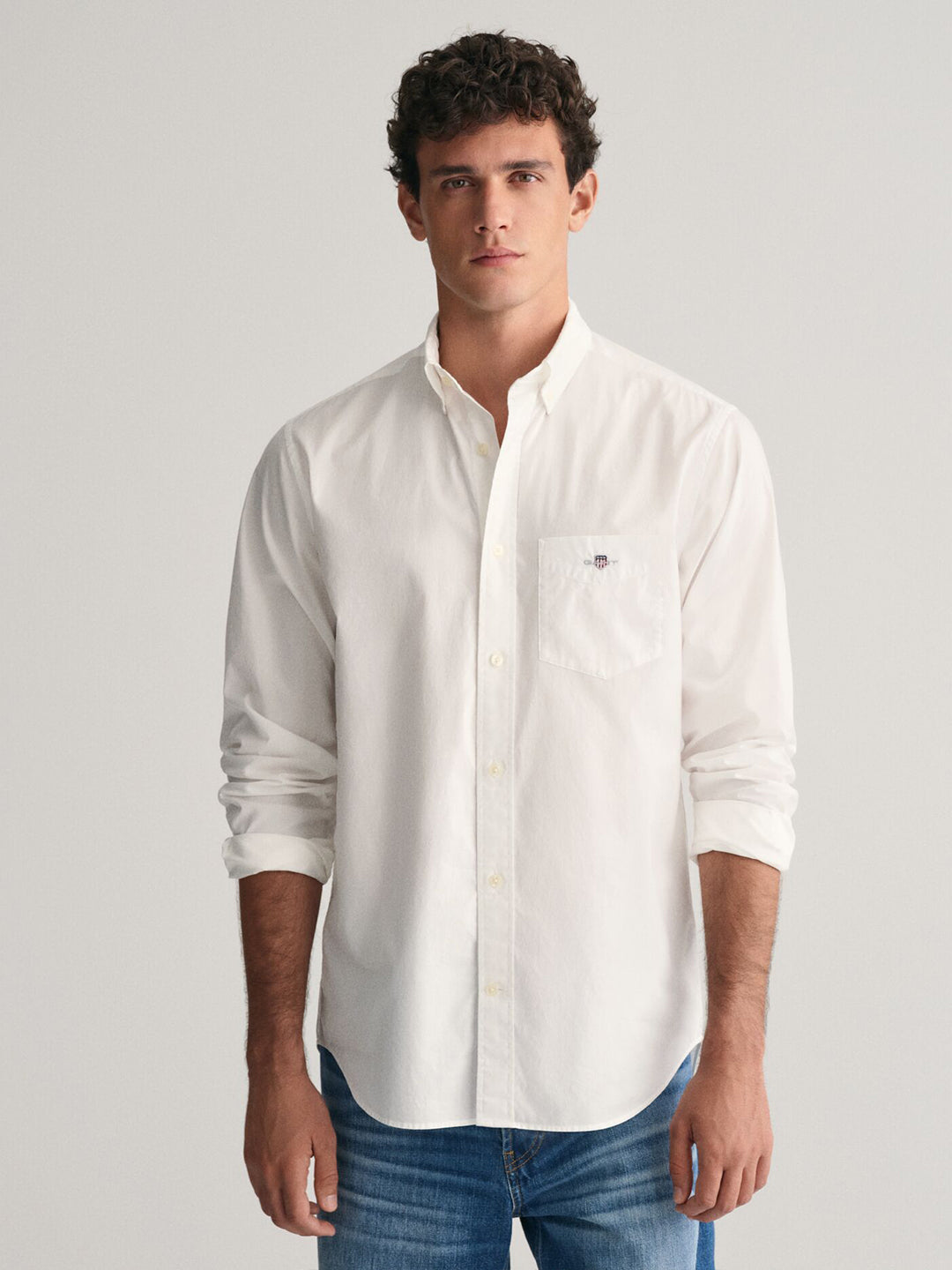 Gant Men White Solid Collar Shirt