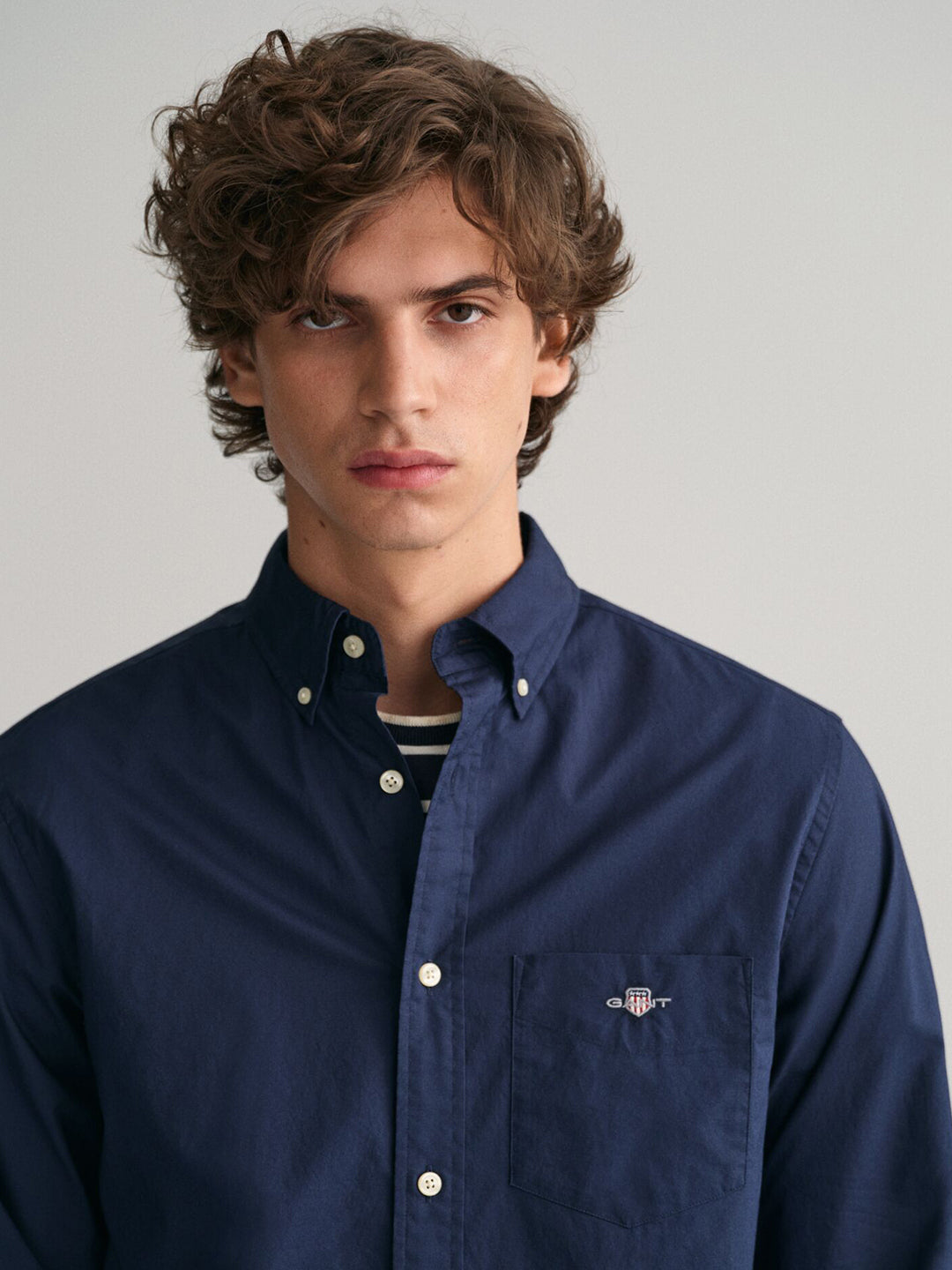 Gant Men Blue Solid Collar Shirt