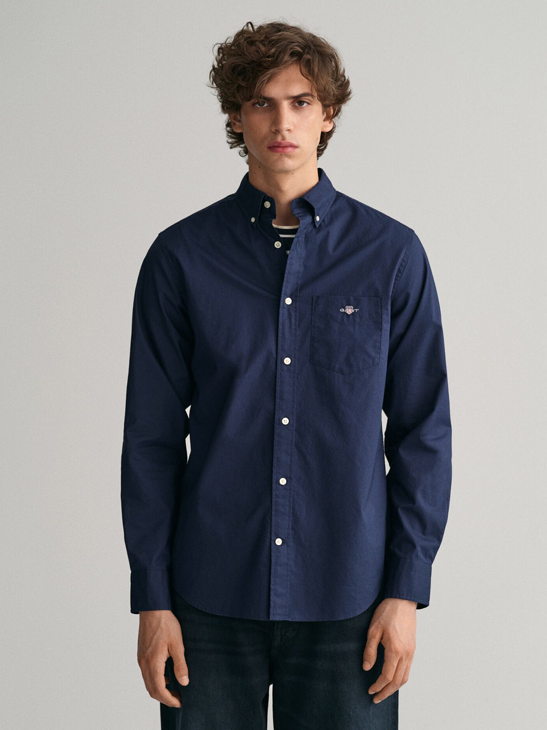 Gant Men Blue Solid Collar Shirt
